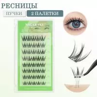 Самоклеящиеся ресницы, готовые пучки NAGARAKU 10,12,14,16 мм 2 шт