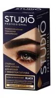 Studio professional стойкая краска для бровей с эффектом татуажа Экстра-чёрная, 30/20 мл