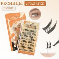 Самоклеящиеся ресницы, готовые пучки NAGARAKU Cat Elf Style C. 0.07мм. 11-13 мм 2 шт