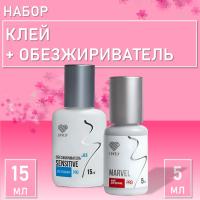 Набор Клей Marvel 5мл и Обезжириватель без отдушки Lovely